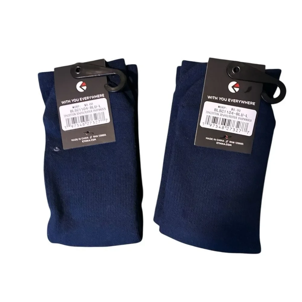 Ethika Boys' Navy Crew Socks - Pack of 2 size boys Large, 2-5.5 new